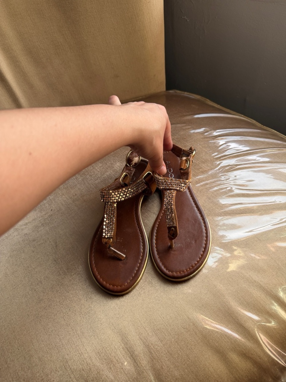 Aldo Brown Leather Sandals